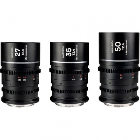 Laowa Nanomorph S35 Prime 3-Lens Bundle (Sony E, Canon RF, Fuji X, m43, ARRI PL & Canon EF) Silver Flare model